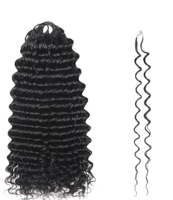 Wholesale 100% human hair Knotless Invisible Feather Crochet Hair Extensions HE-FEH-DW-#1B-16inch 3